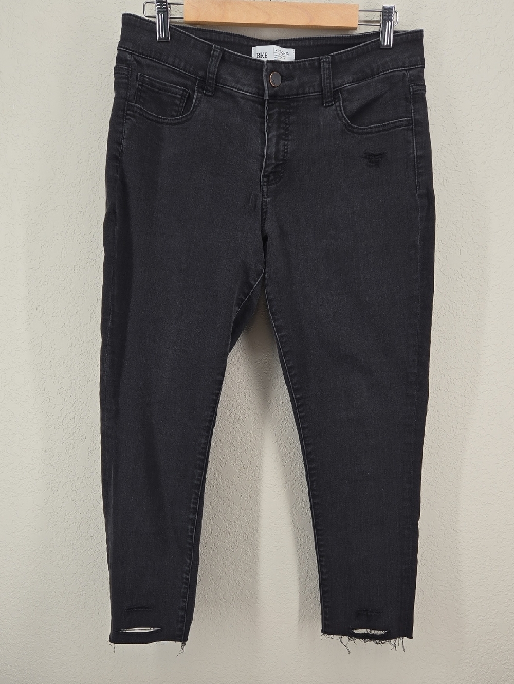 BKE Victoria Washed Black Cropped Mid-Rise Skinny Jeans